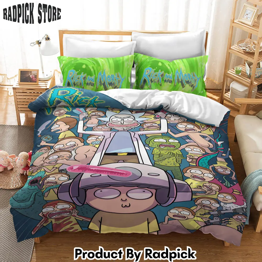 Rick and morty cosplay bedding duvet cover halloween sheets bed sets  rp0423887